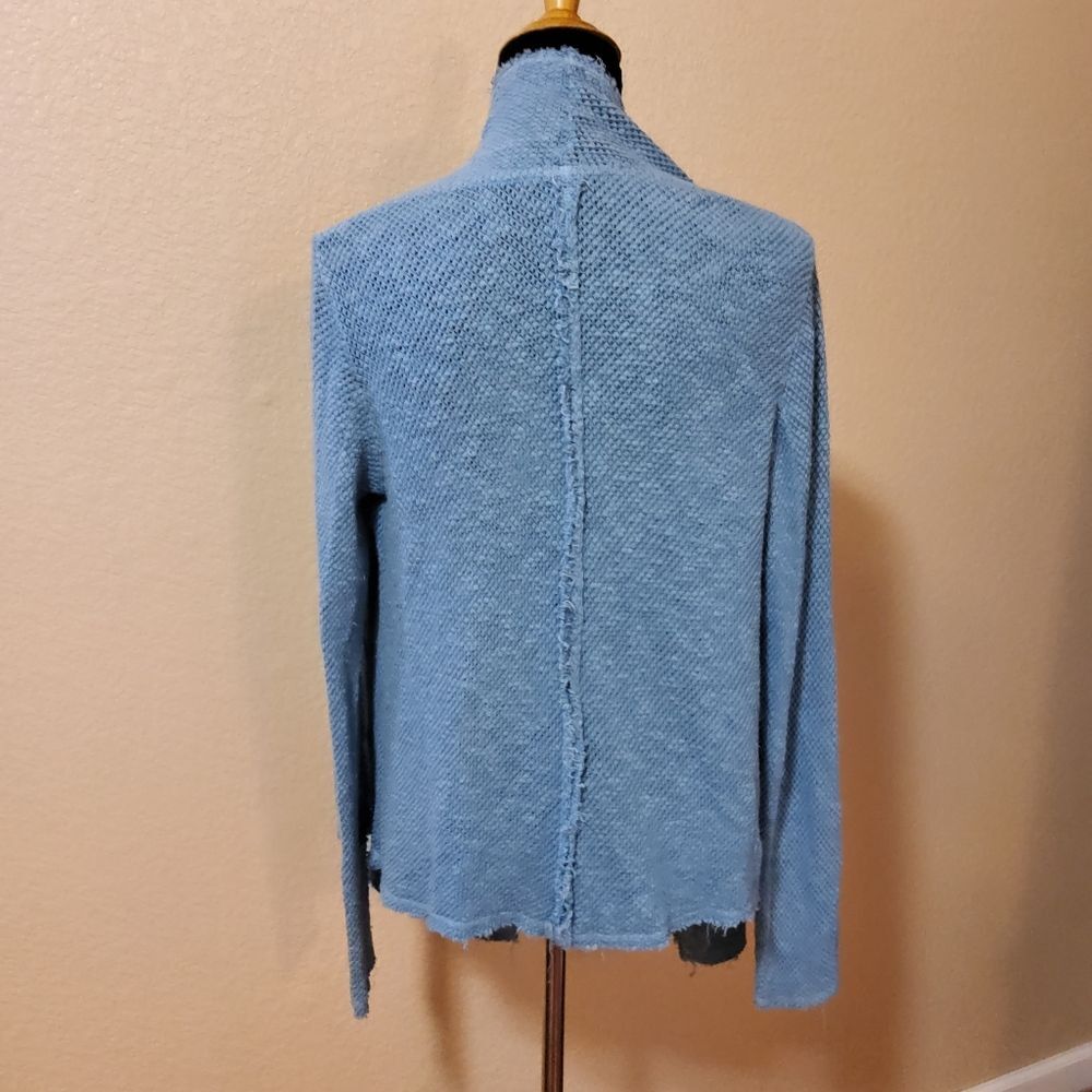 Open Front Fringe Cardigan Sweater Size S Blue - Picture 4 of 4